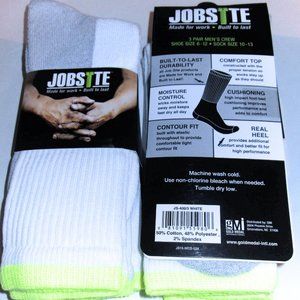 12 Pairs Mens Jobsite Moisture Control Comfort Top Cushioned White Work Cr…